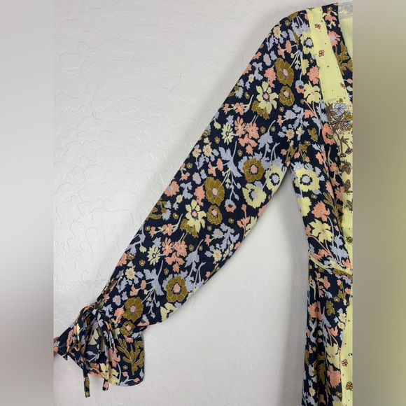 NEW ModCloth Unique Persona Midi Prairie Blue Yellow Mix Print 0 Dragonfly 1329 - Picture 2 of 7